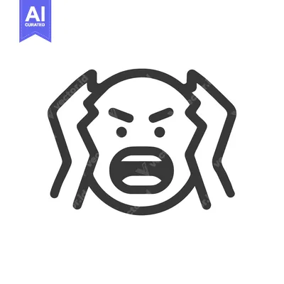Aset desain premium: Frustrated Emoji Icon: Screaming Face with Hands Tearing Hair in Despa