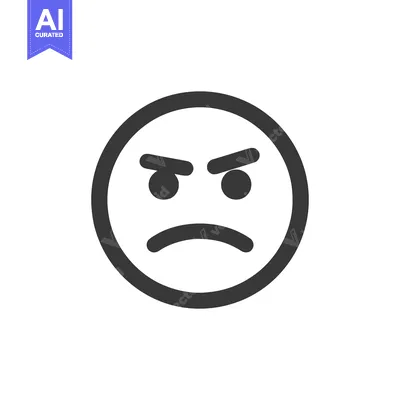 Angry Emoji Icon: Minimalist Design with Frowning Expression and Angle