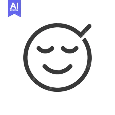 Aset premium populer: Serene Emoji Icon: Minimalist Design with Closed Eyes and Subtle Smile
