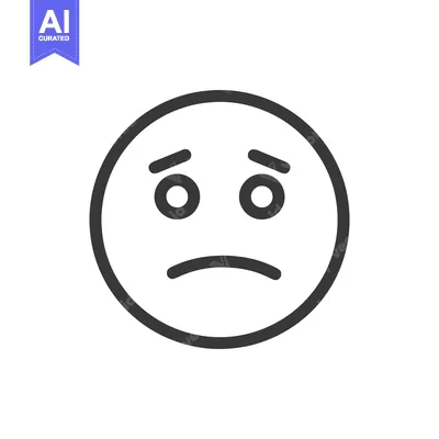 Aset premium populer: Minimalist Sad Emoji Icon with Downcast Eyes and Frowning Mouth