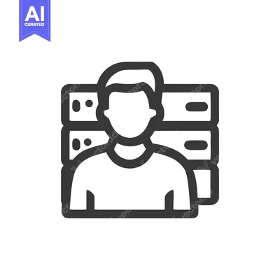 Popular premium asset: Server Administrator Icon: Man with Data Storage Outline Graphic