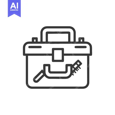 Popular premium asset: Minimalist Toolbox Icon with Tools, Black Outline on White Background