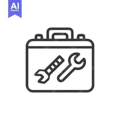 Aset desain premium: Toolbox Icon with Wrenches, Minimalist Line Art Illustration