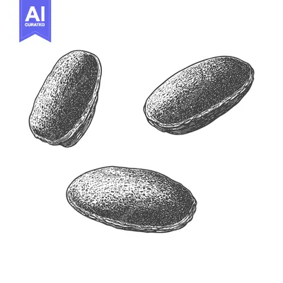 Popular premium asset: Detailed illustration depicts three oblong shaped seed like objects