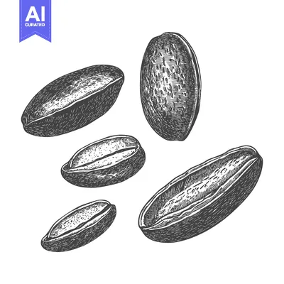 Aset premium populer: Several coffee beans are presented in a detailed artistic illustration
