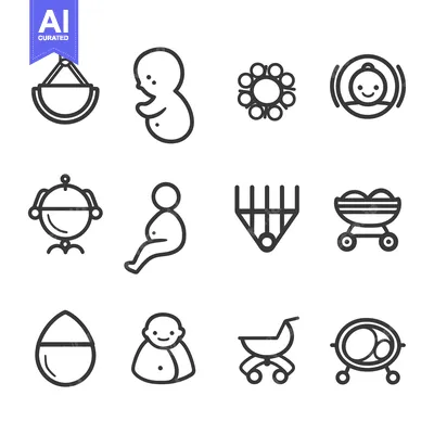 Aset premium populer: Set of 12 Baby Care Icons