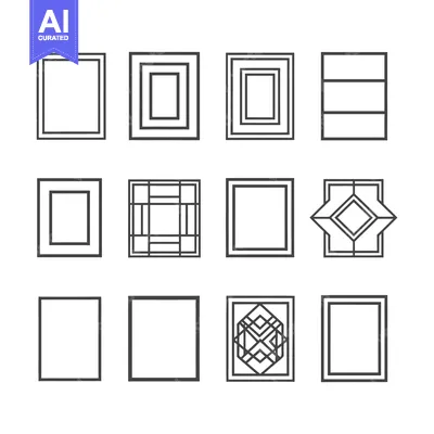 Aset desain premium: Set of 12 Black and White Outline Square Frames