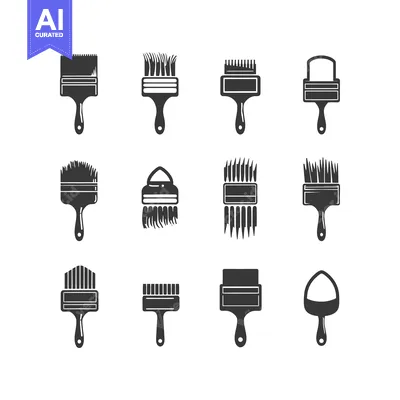 Popular premium asset: Set of 12 Different Paint Brushes with Handles