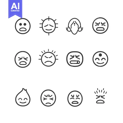 Aset premium populer: Set of 12 Emojis with Different Facial Expressions and Designs