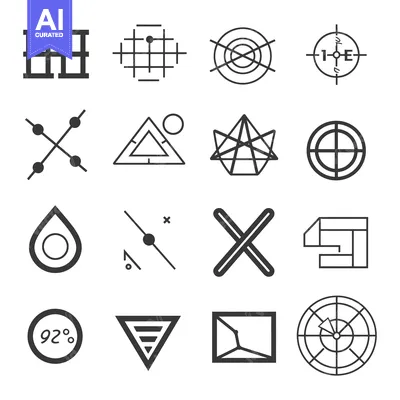Aset desain premium: Set of 12 Geometric Shape Icons
