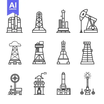 Popular premium asset: Set of 12 Industry and Oil Refinery Icons