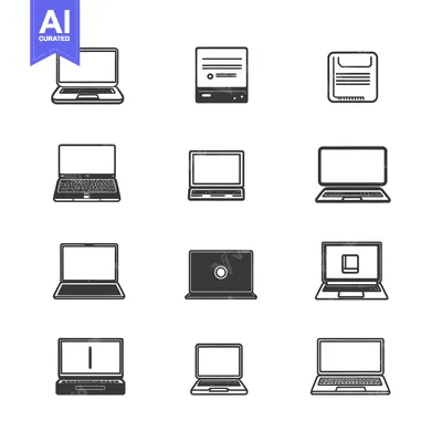 Aset premium populer: Set of 12 Laptop Icons in Hand-Drawn Style