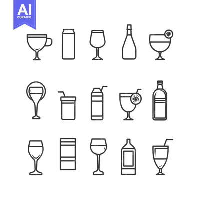 Popular premium asset: Set of 12 Line Icons for Drinks and Beverages