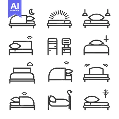 Set of 12 Line Icons for Smart Beds and Bedrooms