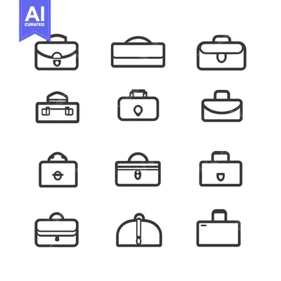 Aset desain premium: Set of 12 Line Icons Representing Suitcases and Briefcases