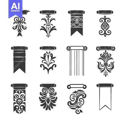 Set of 12 Ornamental Banner and Scroll Designs