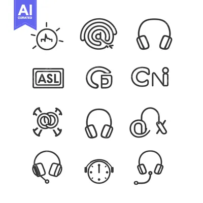 Set of 12 Outline Icons for Communication, Technology, and Accessibili