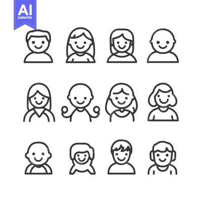 Premium design asset: Set of 12 Outline Icons Representing Different People