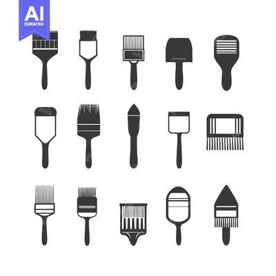 Set of 12 Paintbrush and Decorating Tool Icons
