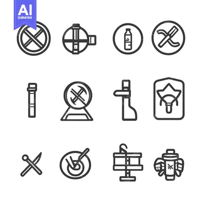 Aset premium populer: Set of 12 Prohibition Signs with Different Symbols