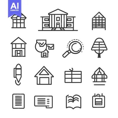 Set of 12 Real Estate Line Icons