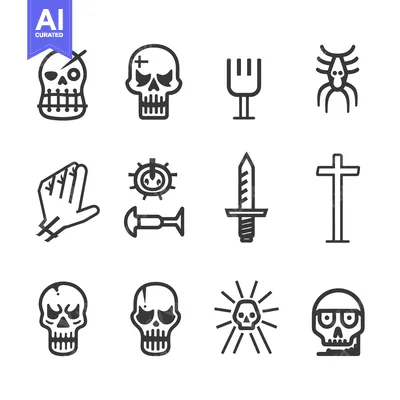 Premium design asset: Set of 12 Simple Black and White Death-Related Icons