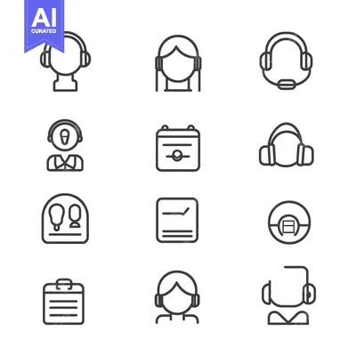Aset desain premium: Set of 12 Support and Service Line Icons