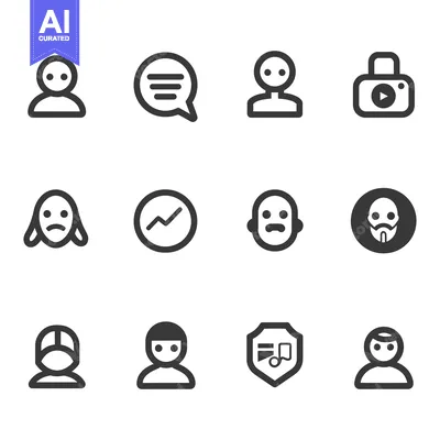 Aset premium populer: Set of 12 User Interface Icons for Profile, Chat, Media, and More