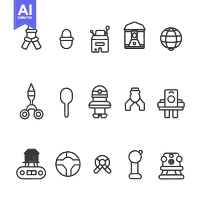 Set of 15 Simple Space Related Line Icons