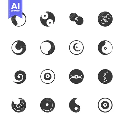 Set of 16 Abstract Circle Icons with Geometric Shapes and Patterns