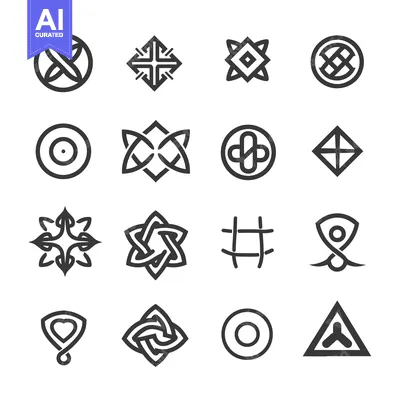 Premium design asset: Set of 16 Abstract Geometric Line Art Symbols