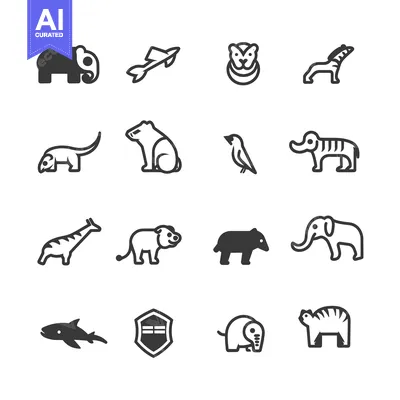 Aset premium populer: Set of 16 Animal Icons for Wildlife, Zoo, or Safari Themed Designs