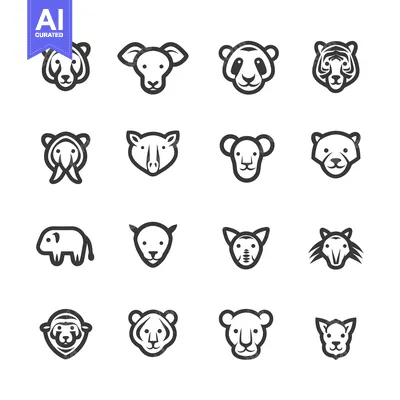 Premium design asset: Set of 16 Animal Outline Icons
