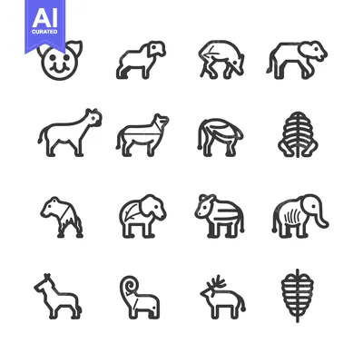 Popular premium asset: Set of 16 Animal Skeleton Icons