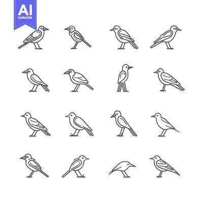 Popular premium asset: Set of 16 Bird Line Icons