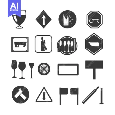 Aset desain premium: Set of 16 Black and White Bar Icon Symbols