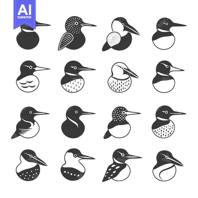 Popular premium asset: Set of 16 Black and White Kingfisher Bird Icons in Different Styles