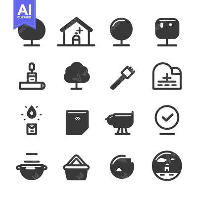 Aset premium populer: Set of 16 Black and White Simple Icons