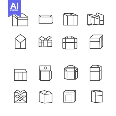 Aset desain premium: Set of 16 Box Icon Line Styles