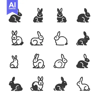 Popular premium asset: Set of 16 Bunny Rabbit Icons in Black and White