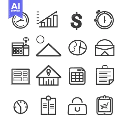 Set of 16 Business and Finance Related Icons