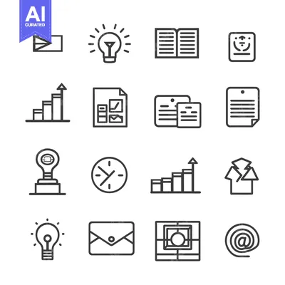 Aset desain premium: Set of 16 Business and Marketing Line Icons