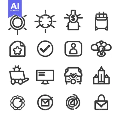 Set of 16 Business Line Icons
