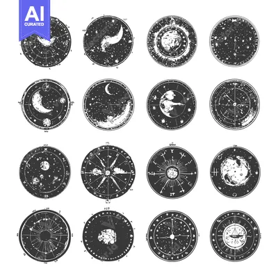 Popular premium asset: Set of 16 Circular Designs with Celestial Motifs