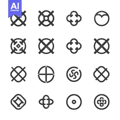 Aset premium populer: Set of 16 Circular Geometric Shapes with Lines and Arrows