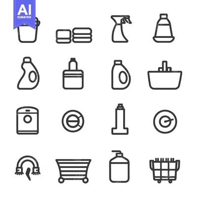 Premium design asset: Set of 16 Cleaning and Washing Related Line Icons