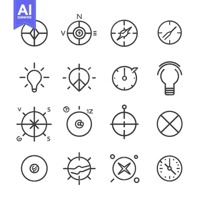 Aset premium populer: Set of 16  Compass, Target and Time Icons
