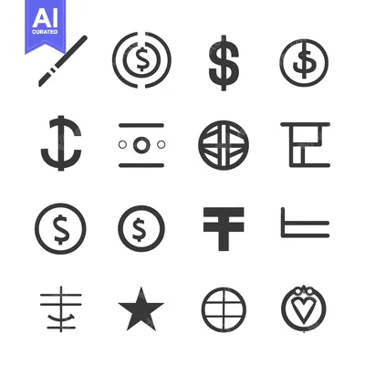 Aset desain premium: Set of 16 Currency and Financial Icons