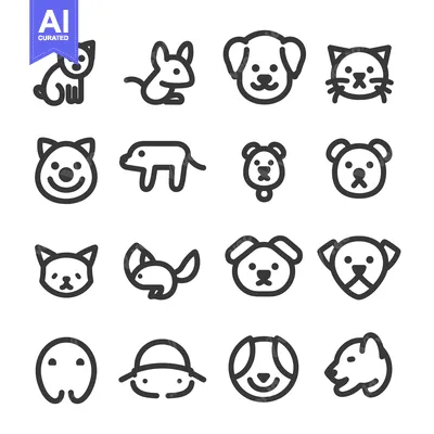 Aset premium populer: Set of 16 Cute Animal Icons