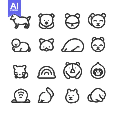 Popular premium asset: Set of 16 Cute Animal Icons in Line Art Style